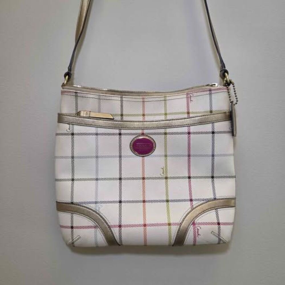 Vtg y2k Coach Peyton Tattersall Plaid Crossbody Bag